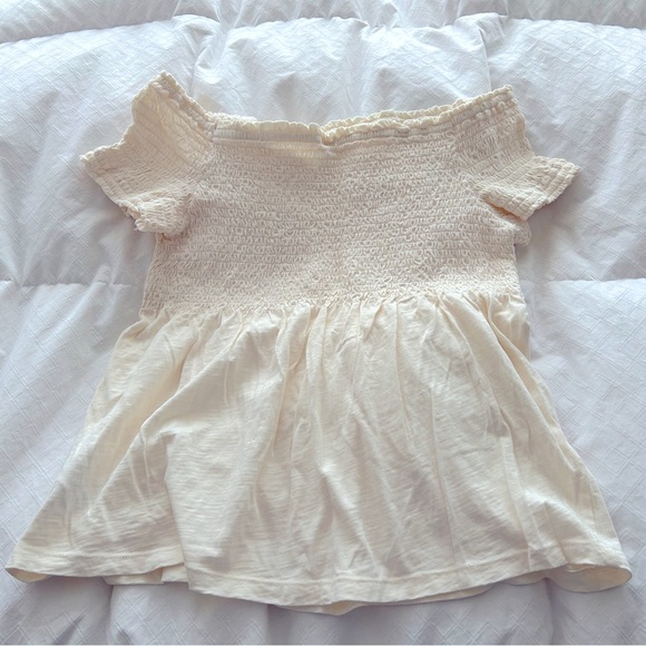 Old Navy Cream Off-Shoulder Smocked Top - Picture 3 of 8
